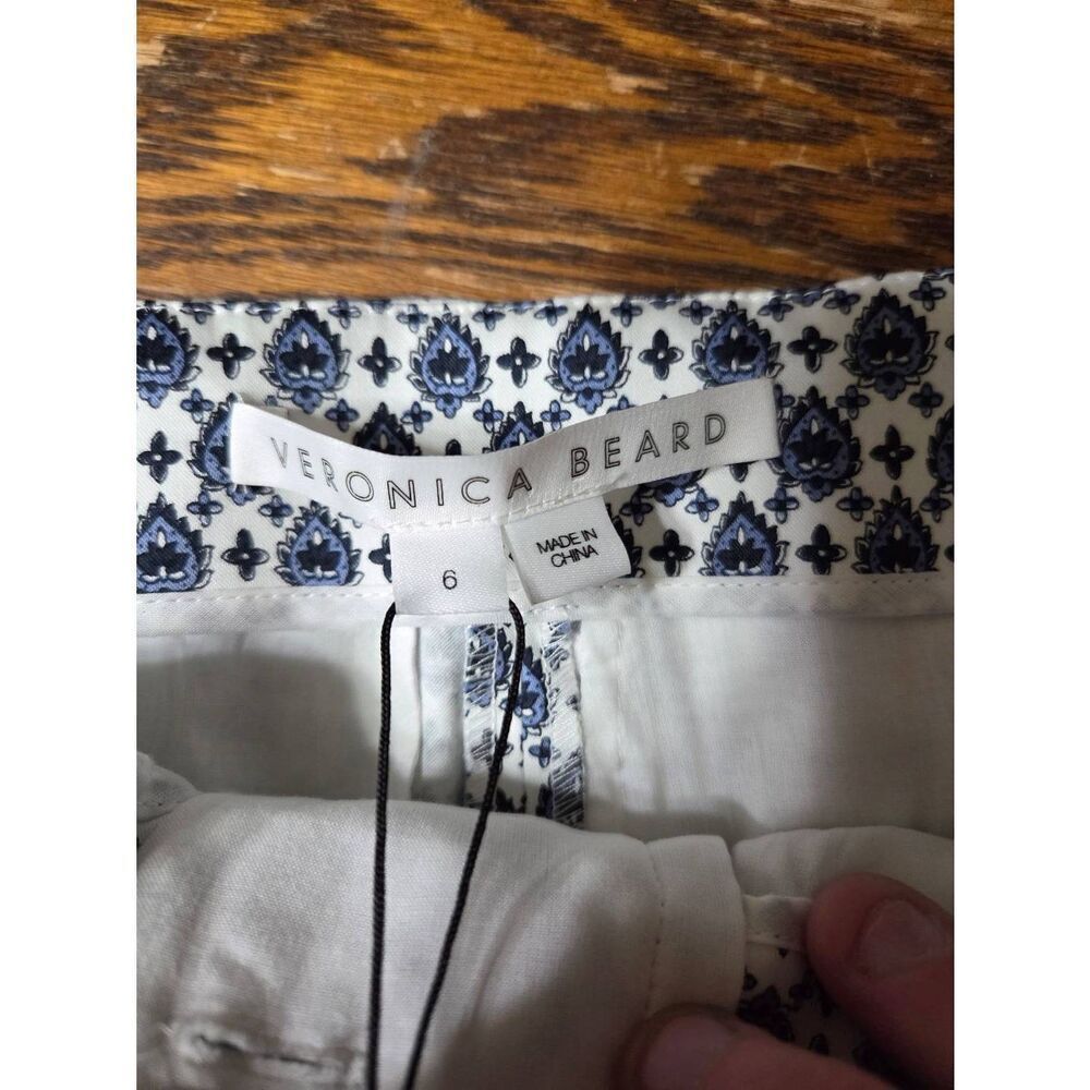 NWT Veronica Beard Dova Off White Printed Multi Pant High Rise Wide Leg Sz 6 - Picture 4 of 5